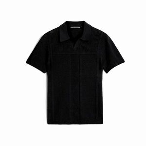 John Varvatos Theo Sweater Polo Black RETAIL $298